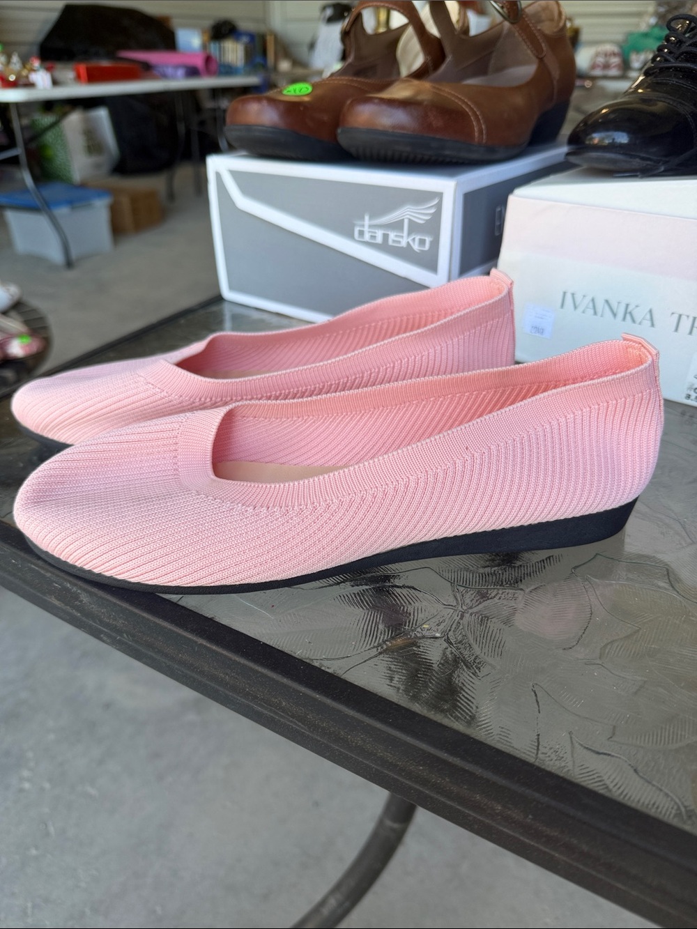 Pink Knit Slip-On Ballet Flats